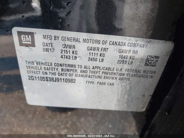 2G1105S38J9110982 Chevrolet IMPALA 1LT