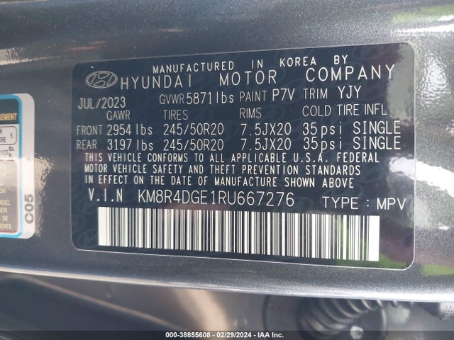 Hyundai Palisade Sel 2024 KM8R4DGE1RU667276 Image 9