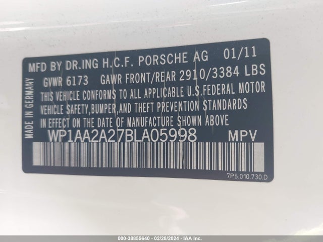 2011 PORSCHE CAYENNE WP1AA2A27BLA05998 Photo 8