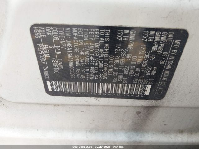 JN8AT3AA6MW002265 Nissan Rogue S Fwd