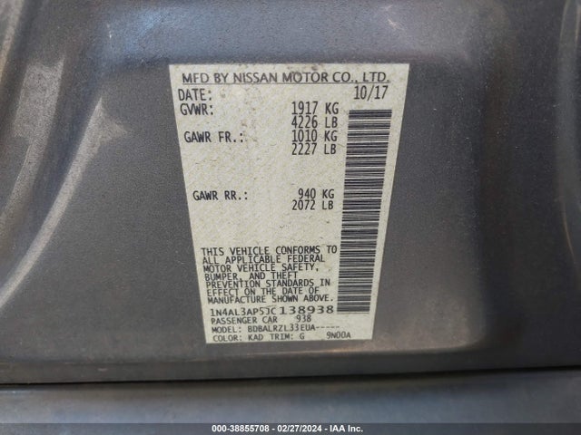Nissan Altima 2.5 Sl 2018 1N4AL3AP5JC138938 Image 9