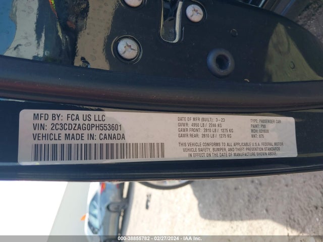 Dodge Challenger Sxt 2023 2C3CDZAG0PH553601 Image 9