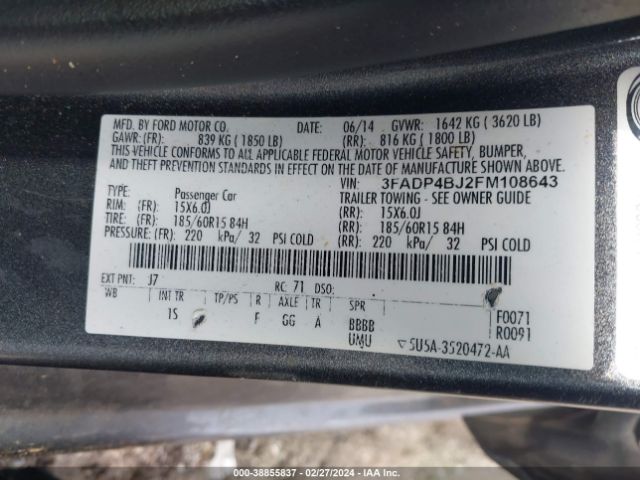 3FADP4BJ2FM108643 Ford FIESTA SE