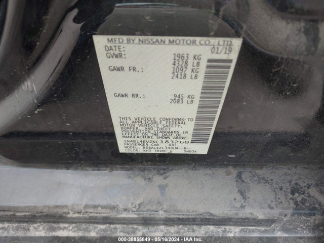 Nissan Altima 2.5 Sl 2019 1N4BL4EV2KC183260 Image 9
