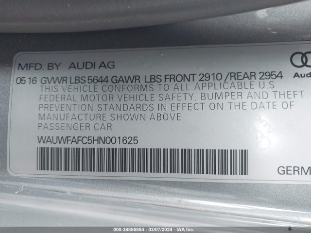 WAUWFAFC5HN001625 Audi S7 4.0t Premium Plus