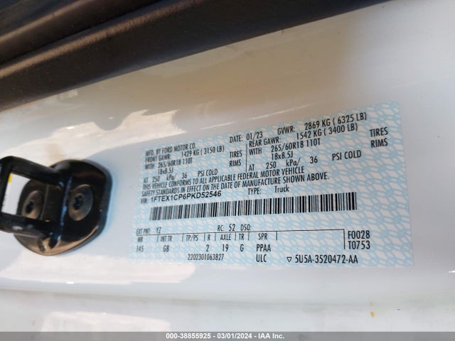 Ford F150 Super Cab 2023 1FTEX1CP6PKD52546 Image 9