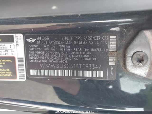 2011 MINI COOPER WMWSU3C51BT093342 Photo 8
