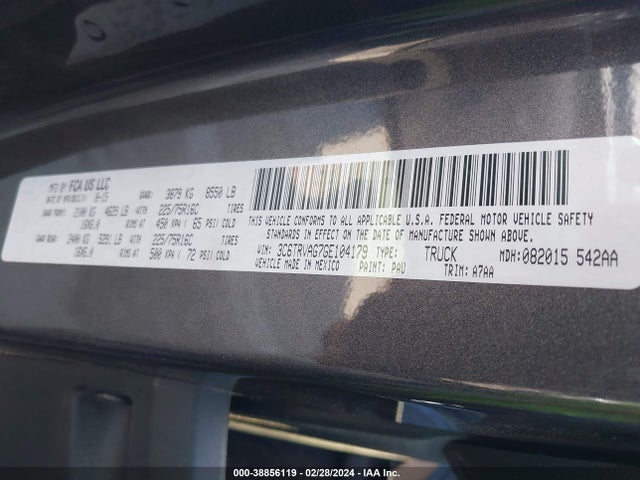 3C6TRVAG7GE104179 RAM Promaster 1500 Low Roof