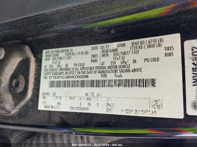 Ford F-150 Xlt 2017 1FTEW1CG8HKD00596 Image 9