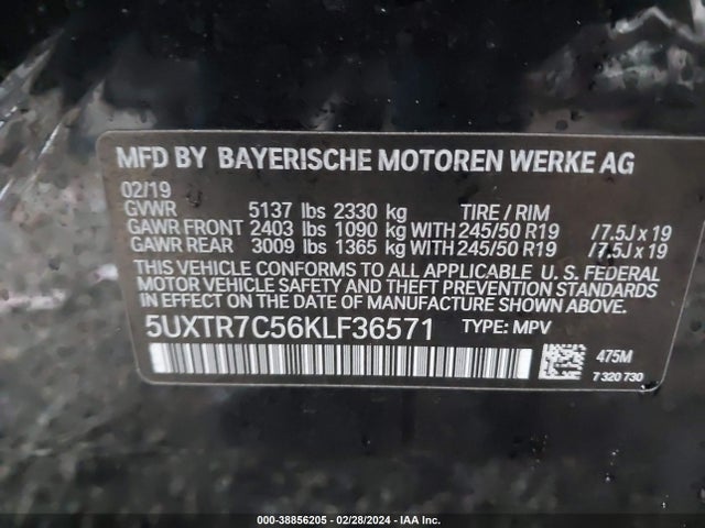 BMW X3 Sdrive30i 2019 5UXTR7C56KLF36571 Image 9