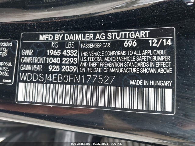 WDDSJ4EB0FN177527 Mercedes-Benz CLA 250