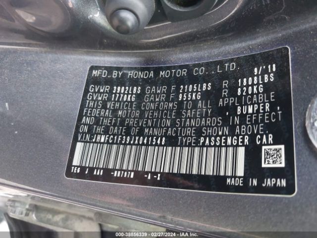 JHMFC1F39JX041548 Honda Civic Ex-t