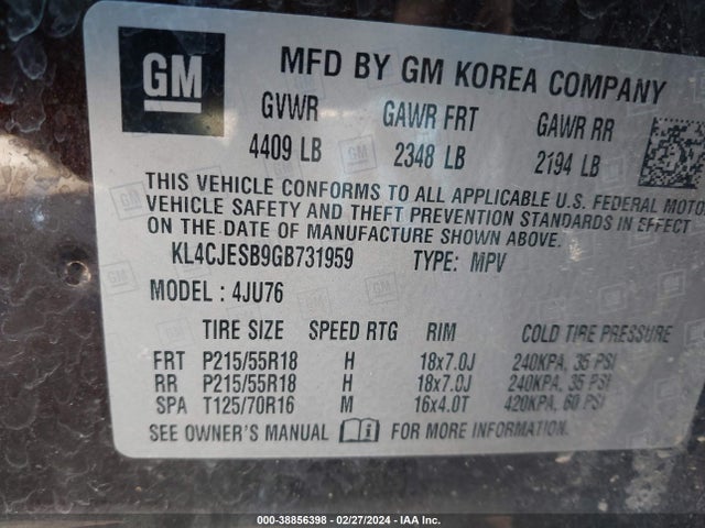 Buick Encore 2016 KL4CJESB9GB731959 Image 9