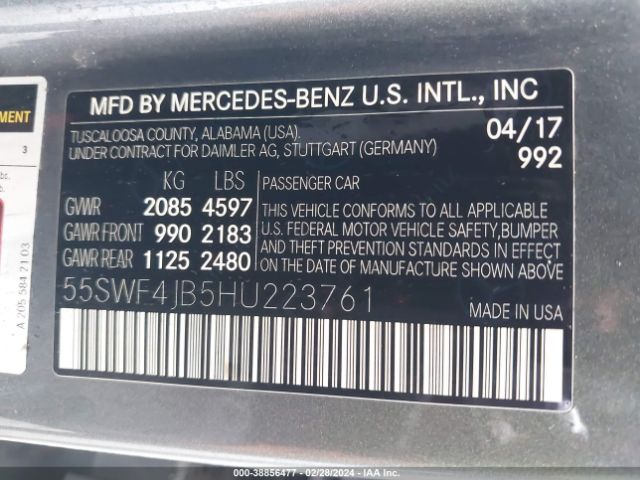 55SWF4JB5HU223761 Mercedes-Benz C 300 Luxury/sport