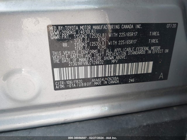 Toyota RAV4 LE 2020 2T3G1RFV8LC128832 Image 9
