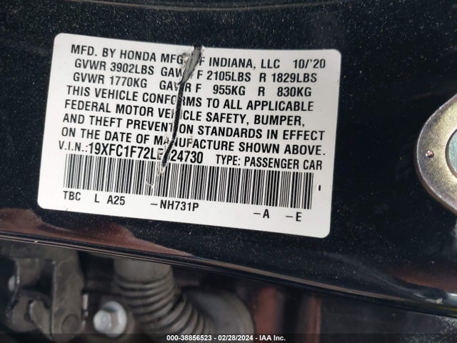 Honda Civic Ex-l 2020 19XFC1F72LE024730 Image 9