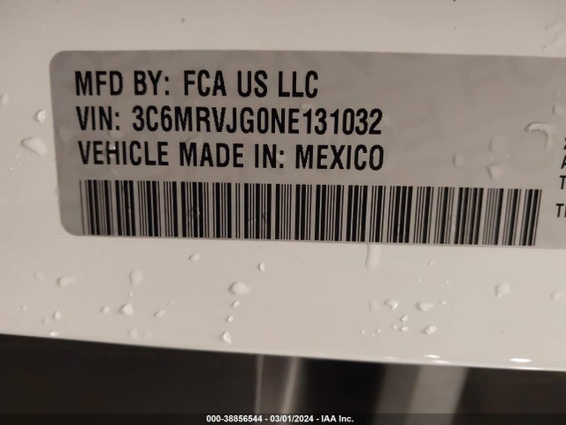 3C6MRVJG0NE131032 RAM Promaster 3500 Cargo Van High Roof 159 Wb Ext