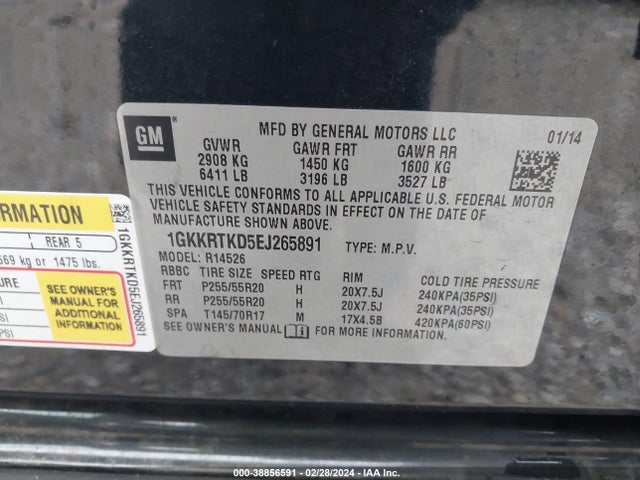 GMC Acadia Denali 2014 1GKKRTKD5EJ265891 Image 9