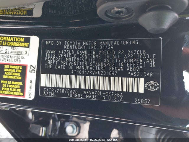 Toyota CAMRY SE 2024 4T1G11AK2RU231047 Image 9