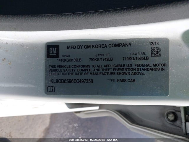 Chevrolet Spark 1lt Auto 2014 KL8CD6S96EC497358 Image 9