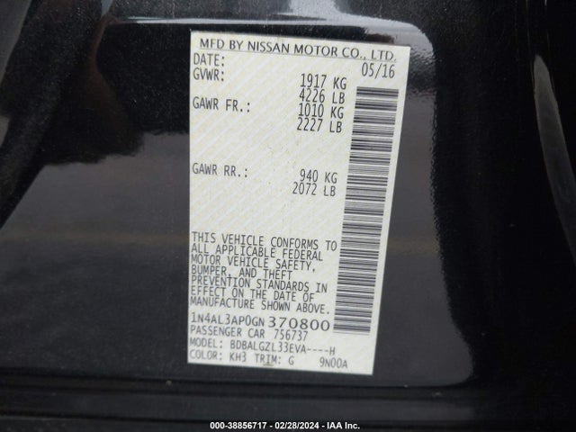 Nissan Altima 2.5 S 2016 1N4AL3AP0GN370800 Image 9