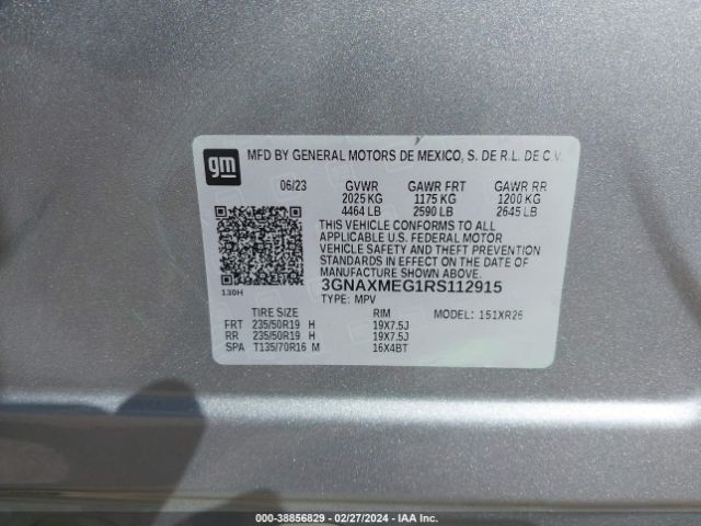 3GNAXMEG1RS112915 Chevrolet Equinox Fwd Rs
