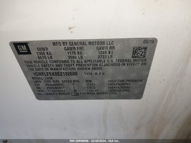 Chevrolet EQUINOX 1LT 2014 1GNFLFEK8EZ132609 Image 9