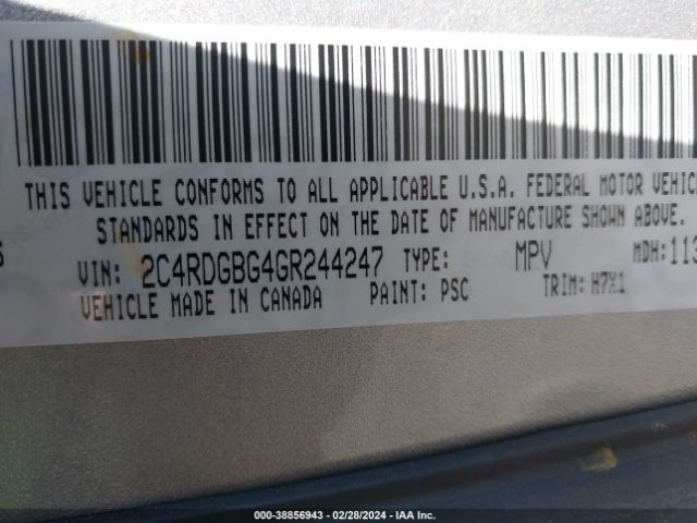 2C4RDGBG4GR244247 Dodge Grand Caravan American Value Pkg