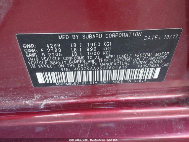 4S3GKAA65J3604919 Subaru Impreza 2.0i