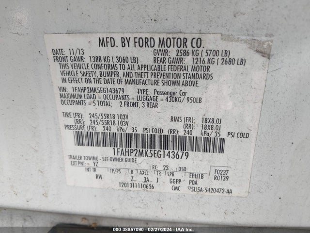 Ford Police Interceptor 2014 1FAHP2MK5EG143679 Image 9