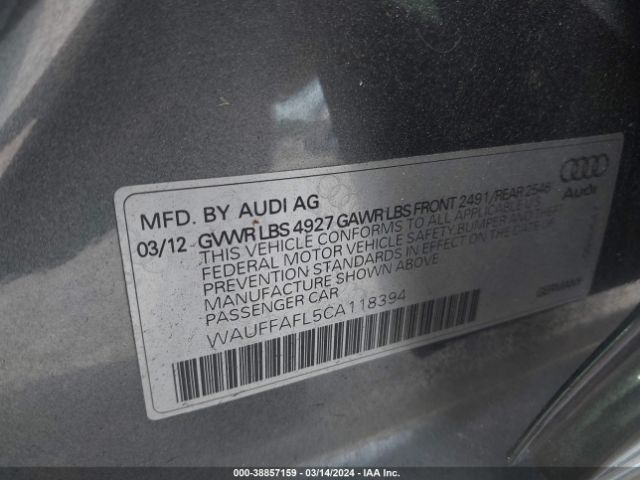 2012 AUDI A4 WAUFFAFL5CA118394 Photo 8