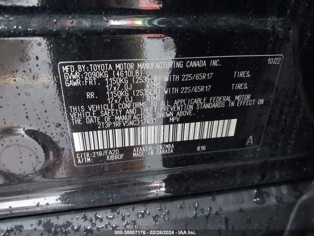 Toyota Rav4 Xle 2022 2T3P1RFV5NC317831 Image 9
