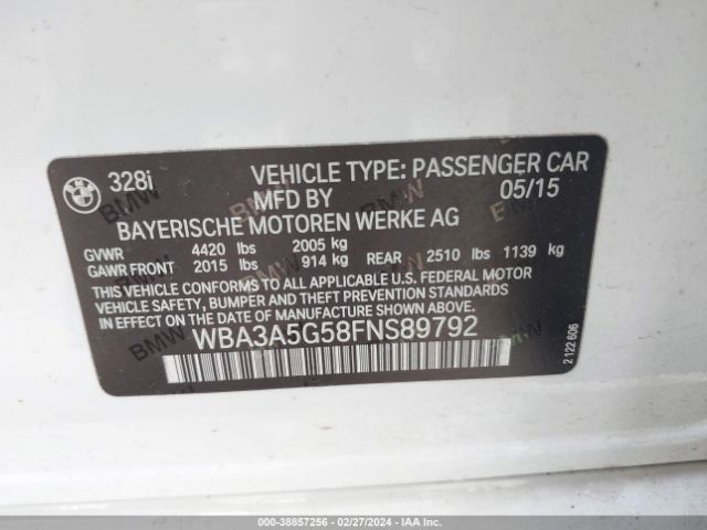 WBA3A5G58FNS89792 BMW 328I