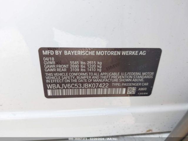 WBAJV6C53JBK07422 BMW 640i Gran Turismo Xdrive