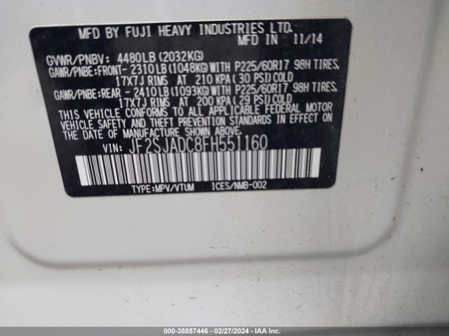 JF2SJADC8FH551160 Subaru Forester 2.5i Premium