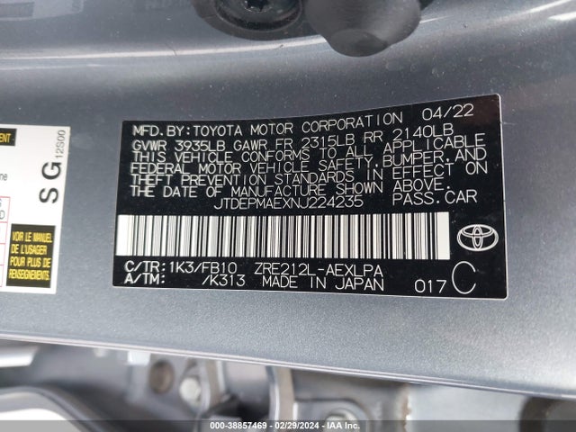 Toyota COROLLA LE 2022 JTDEPMAEXNJ224235 Image 9