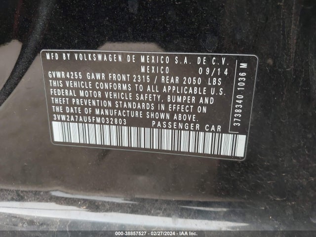 3VW2A7AU5FM032803 Volkswagen Golf Tdi Se 4-door
