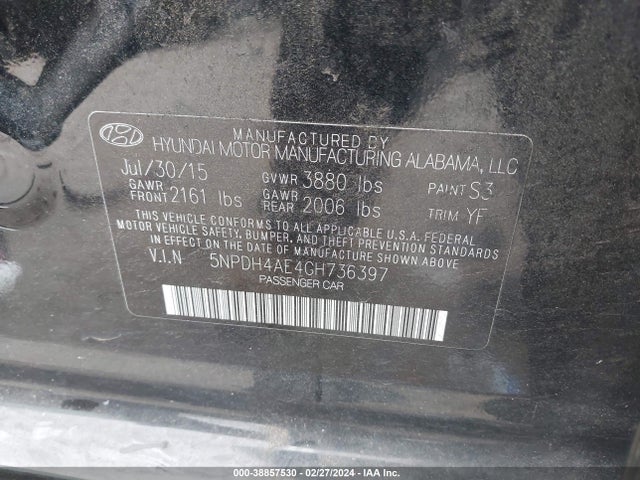 Hyundai Elantra Value Edition 2016 5NPDH4AE4GH736397 Image 9