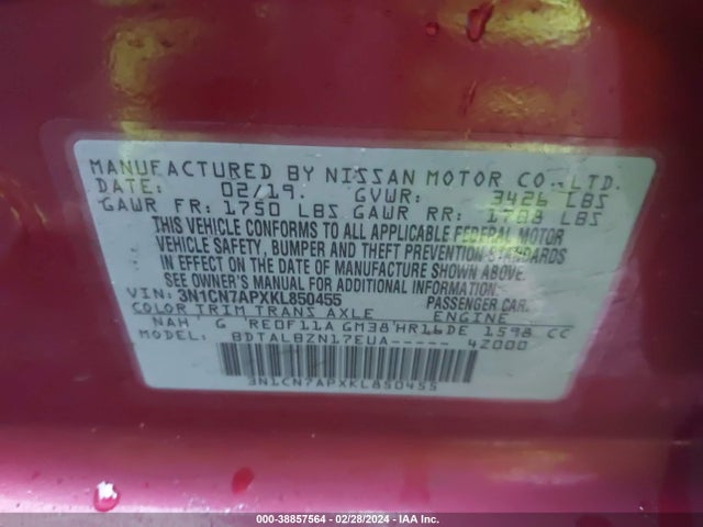 Nissan Versa 1.6 Sv 2019 3N1CN7APXKL850455 Image 9