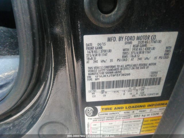 1FMJK1JT9FEF38295 Ford Expedition El Xlt