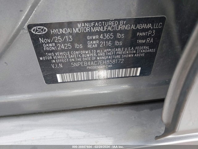 Hyundai SONATA GLS 2014 5NPEB4AC7EH858172 Image 9