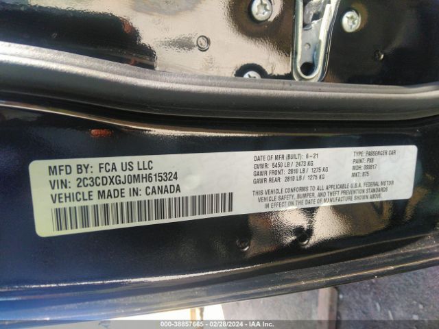 2C3CDXGJ0MH615324 Dodge Charger Scat Pack Rwd