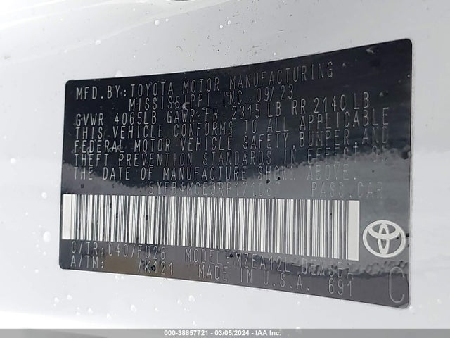 Toyota Corolla Nightshade Edition 2024 5YFB4MCE9RP171067 Image 9