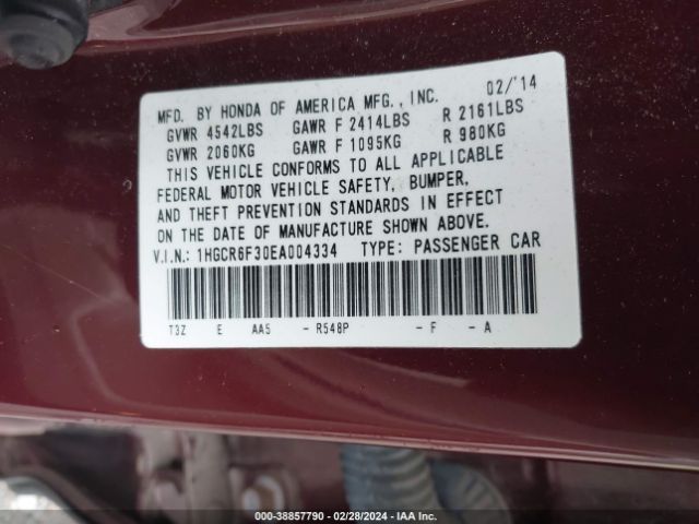 1HGCR6F30EA004334 Honda ACCORD HYBRID