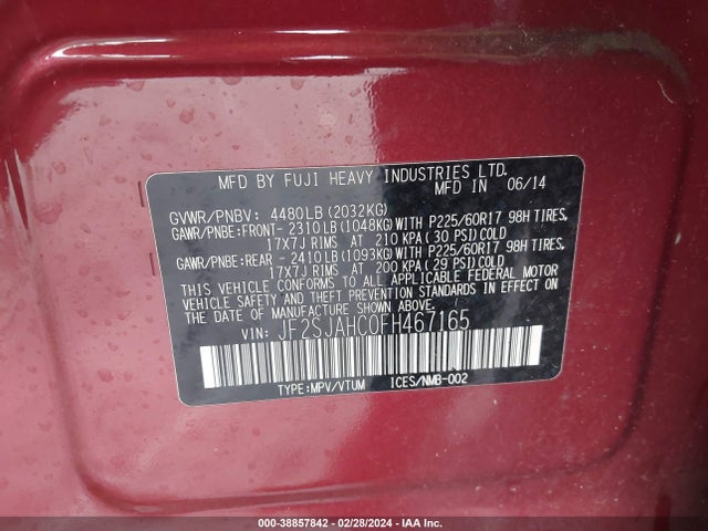 Subaru Forester 2.5i Limited 2015 JF2SJAHC0FH467165 Image 9