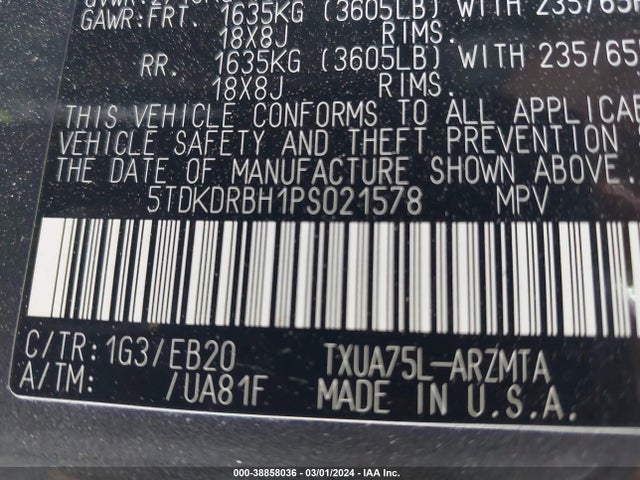 Toyota Highlander Xle 2023 5TDKDRBH1PS021578 Image 9