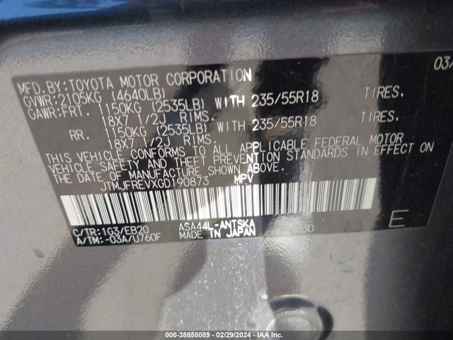 Toyota RAV4 SE 2016 JTMJFREVXGD190873 Image 9
