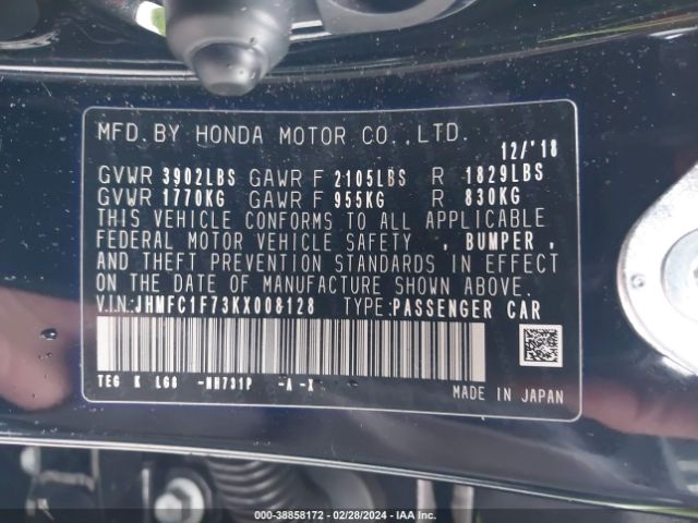 JHMFC1F73KX008128 Honda Civic Ex-l