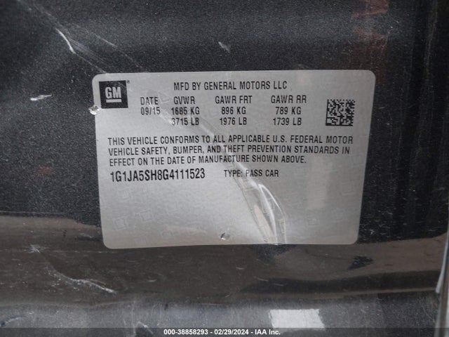 Chevrolet Sonic Ls Auto 2016 1G1JA5SH8G4111523 Image 9