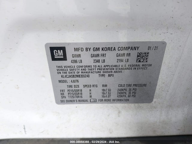 KL4CJASB2MB355240 Buick Encore Fwd Preferred